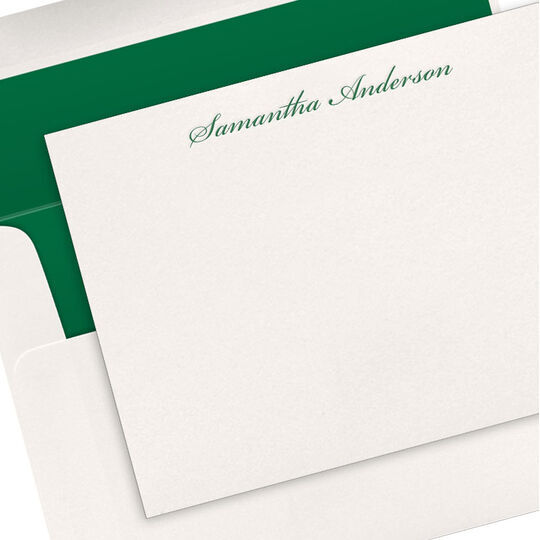 Script Name Flat Note Cards - Letterpress
